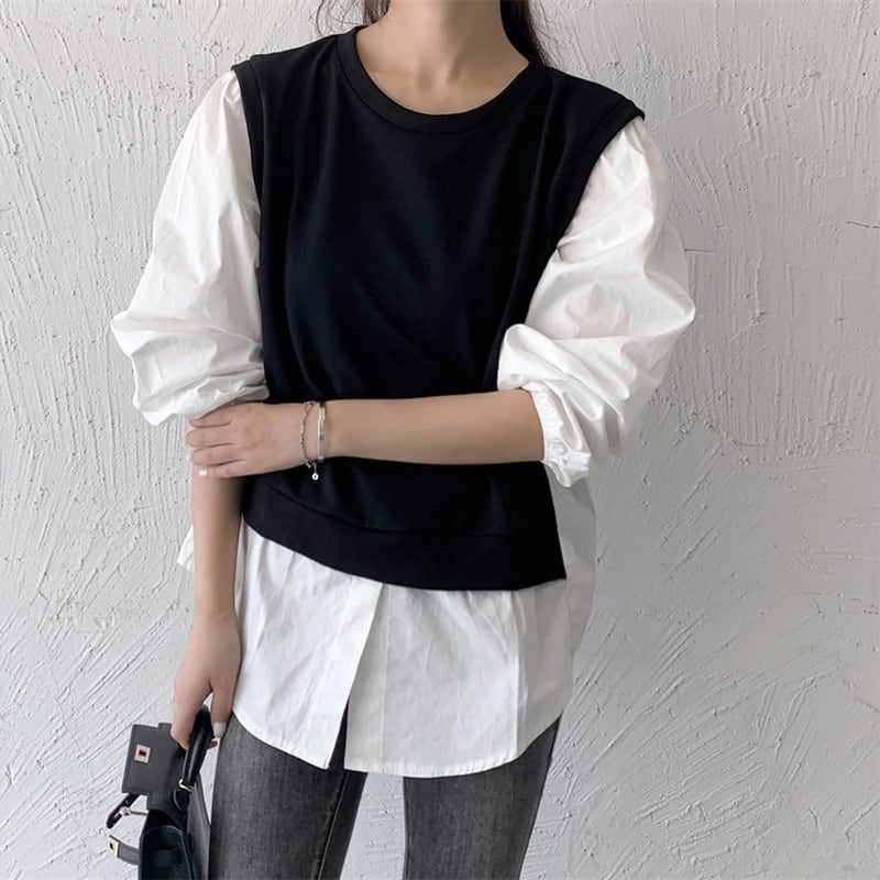 【tops】切り替えクルーネックプルオーバー　M17870