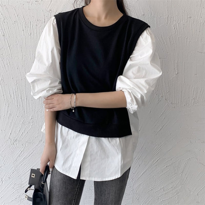 【tops】切り替えクルーネックプルオーバー　M17870