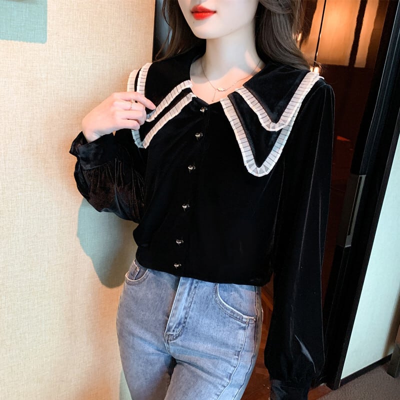 【tops】輝いて超人気 !  エレガントシャツトップス　M17333