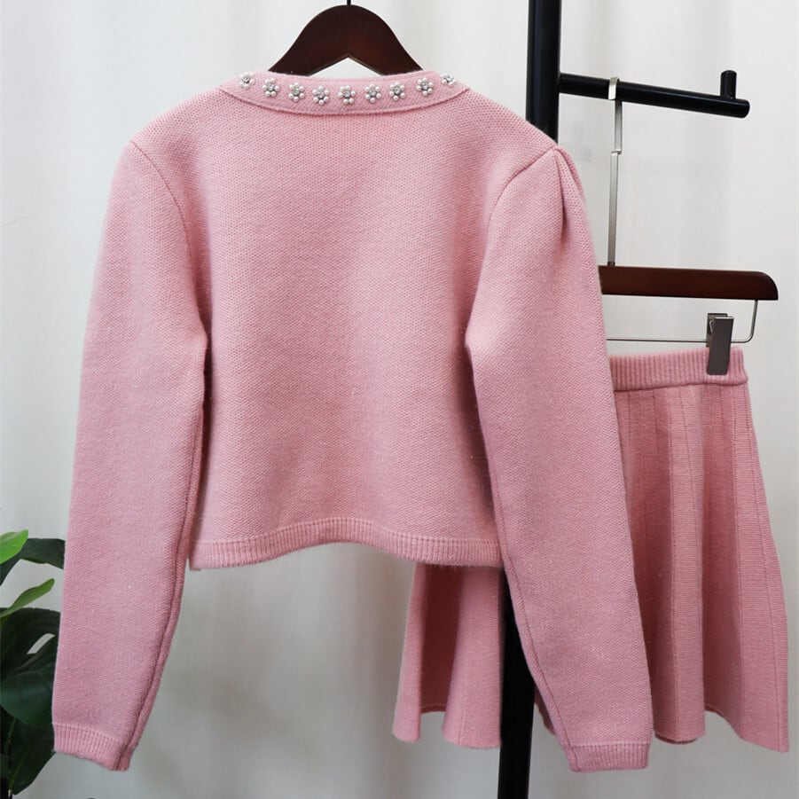 【set】ニットカーデ×スカートセット　M26848