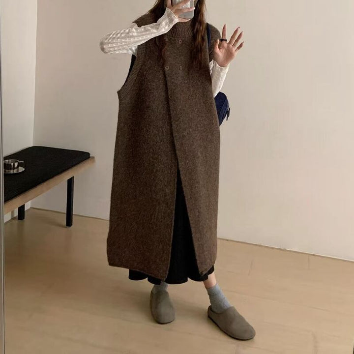 【outer】ハイネックロングニットカーディガン Q7328