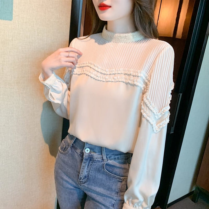 【tops】大人らしい スタンドネックシャツトップス　M17331