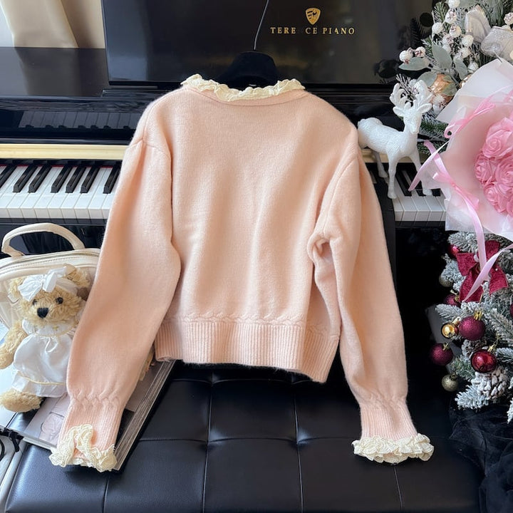 【outer】レース切り替ニットカーデ　M27008