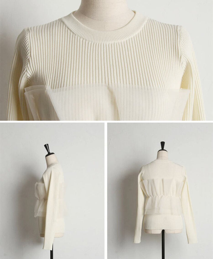 【tops】チュールドッキングニットトップス　M28014