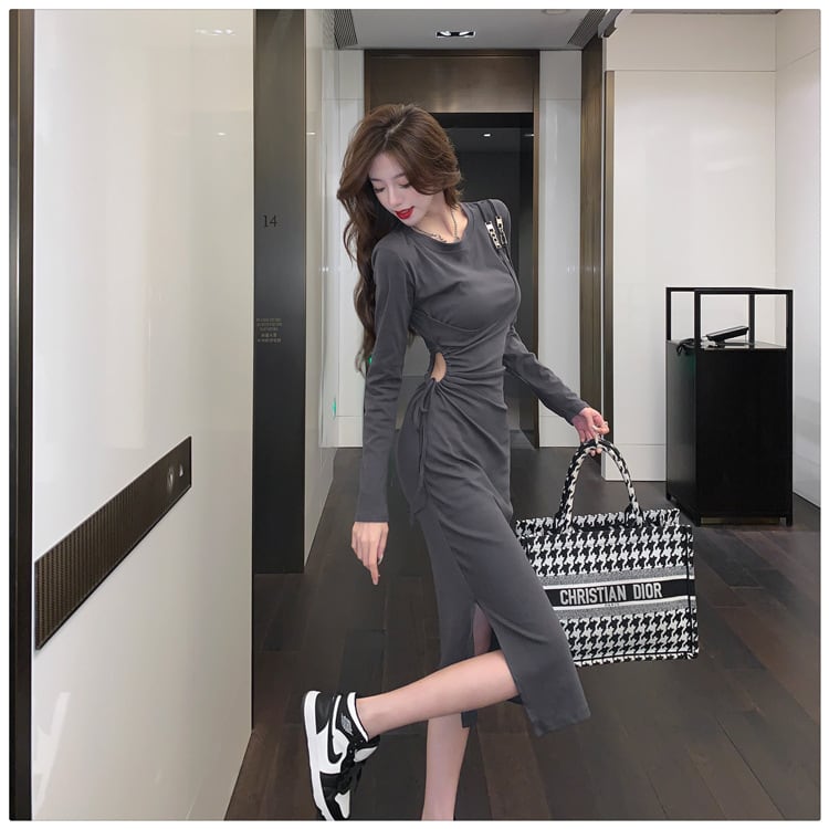 【dress】不規則 イレギュラースリットデートワンピース　M17040
