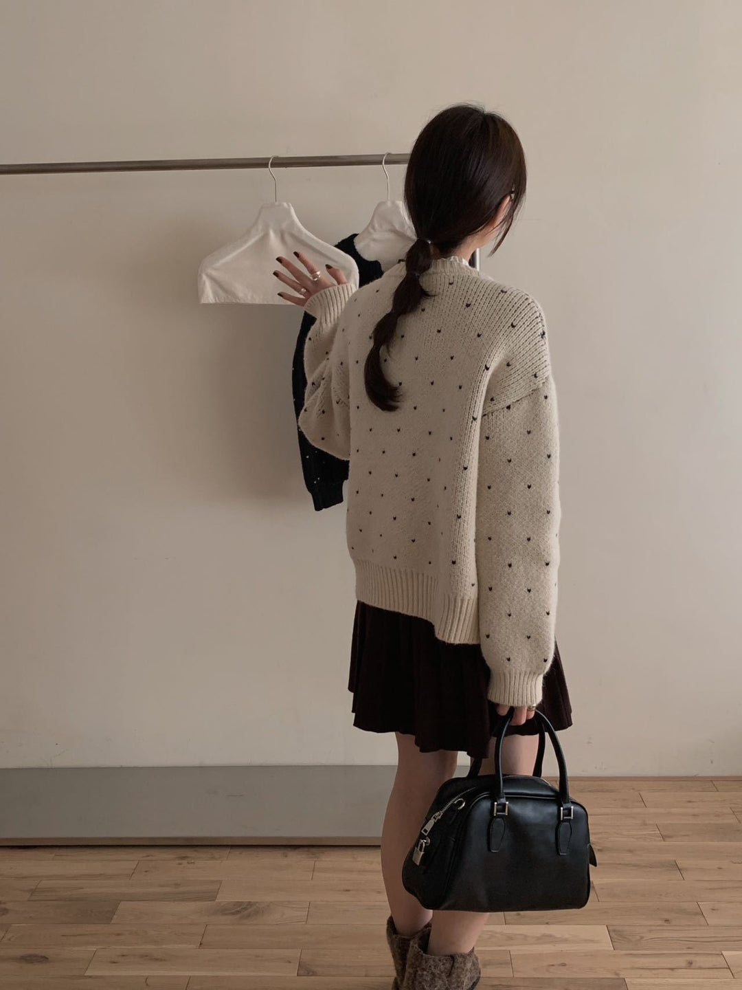 【outer】ハート柄ニットカーデ　M27245