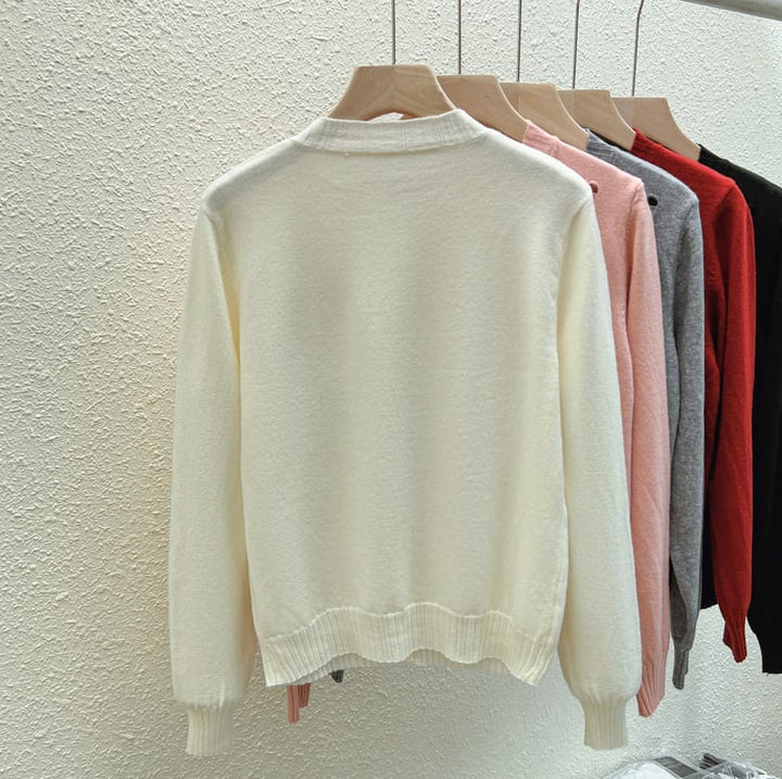 【outer】ボーダー柄デザインニットカーデ　M26815
