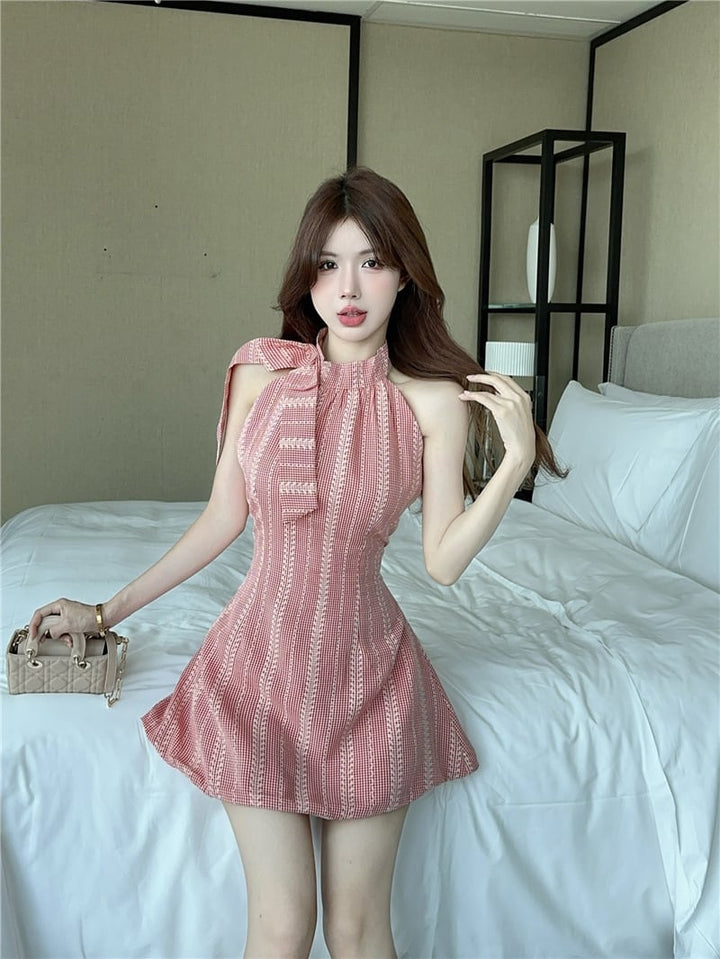 【dress】ノースリーブリボン付きワンピース　M24168