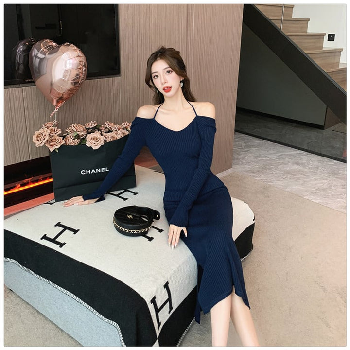 【dress】好感度UPエレガントニットワンピース　M17587
