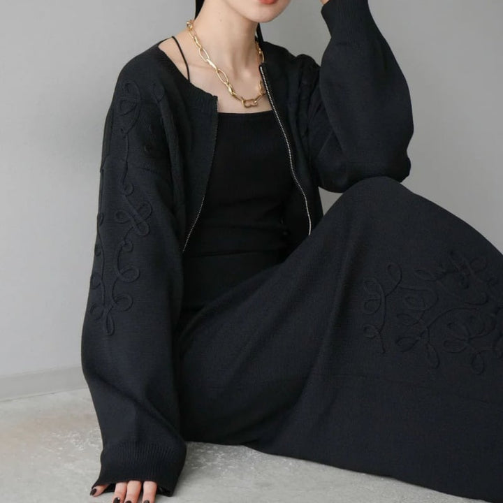 【set】ノーカラーショートジャケット×ロングスカートセット　N2751