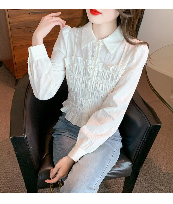 【tops】早い者勝ちスウィートパフスリーブシャツ　M17346