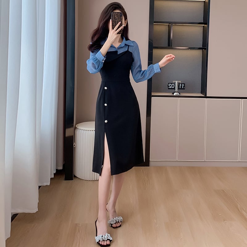 【dress】人気を独占中 切り替えシャツワンピース　M17307