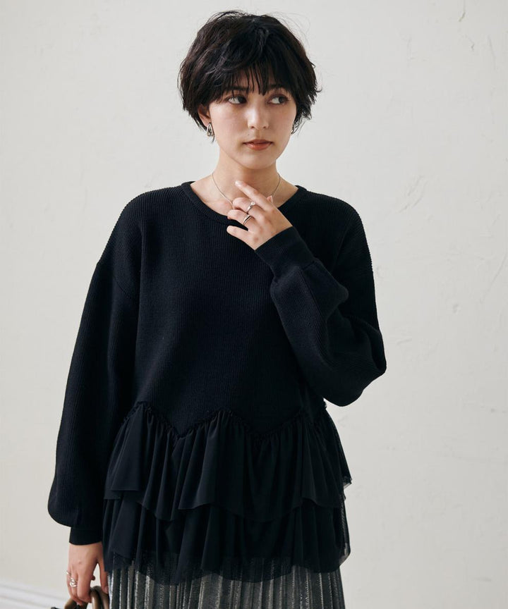 【tops】切り替えニットセーター　M25757