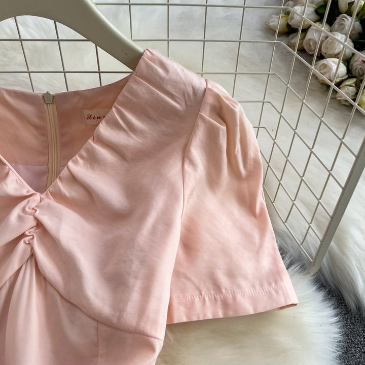 【dress】存在感 スウィートVネックデートワンピース　M17149