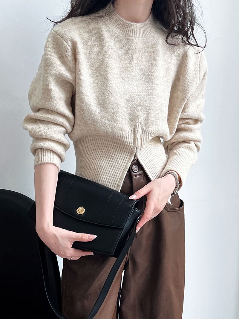 【tops】ファスナーニットプルオーバー　M19197