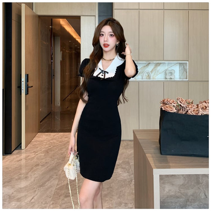 【dress】気質満点大人可愛い薄手ニットワンピース着瘦せ　M16874