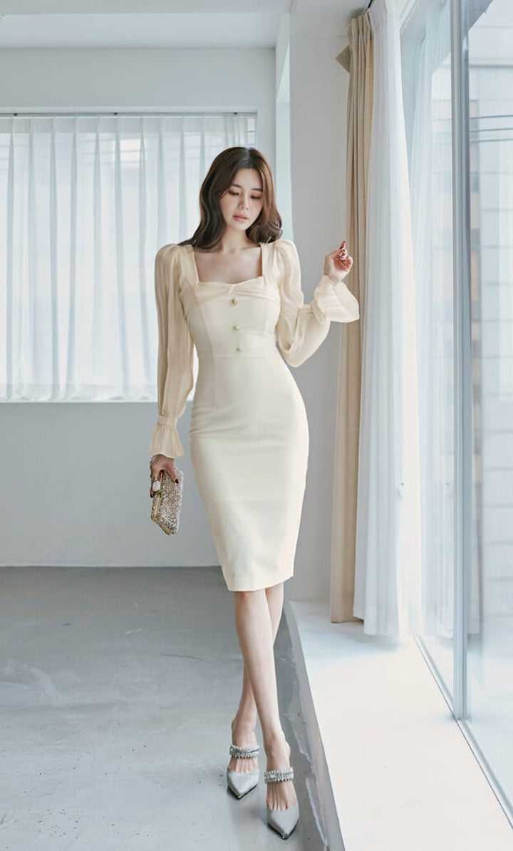 【dress】高級感 chicエレガント切り替えデートワンピース　M17596