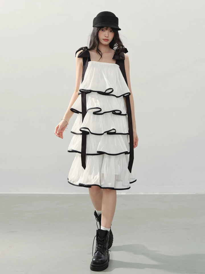 【dress】ショルダーリボンボリュームエアリーワンピース N3554