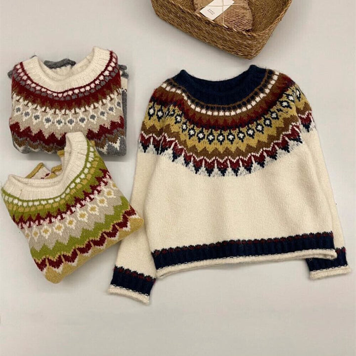 【tops】ジャカードニットセーター　M27108