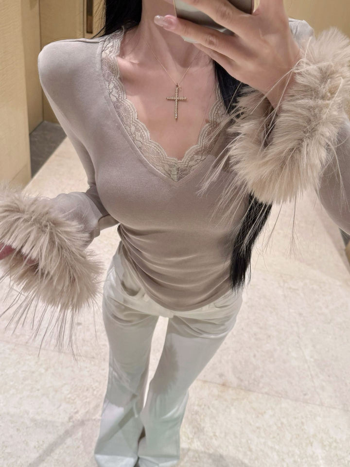 【tops】レースドッキングトップス　M28145