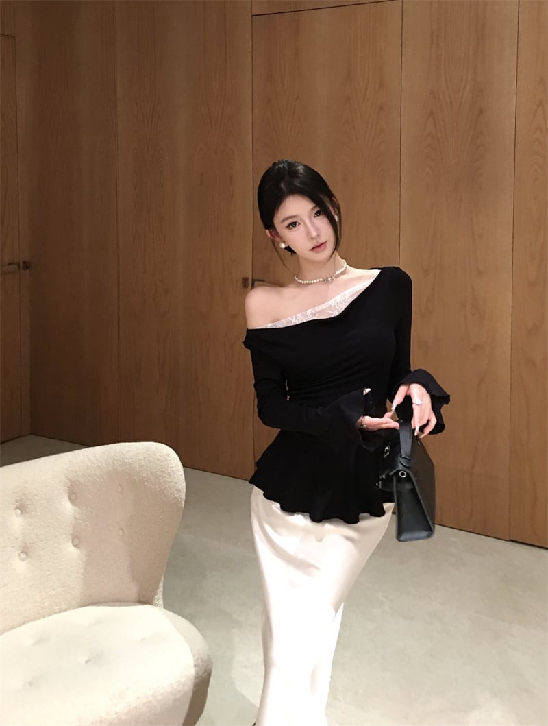 【tops】レースドッキングフリルトップス　M28869