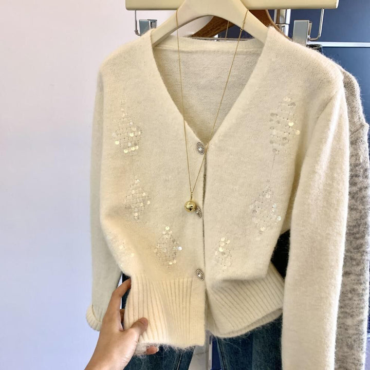 【outer】スパンコールニットカーデ　M29266