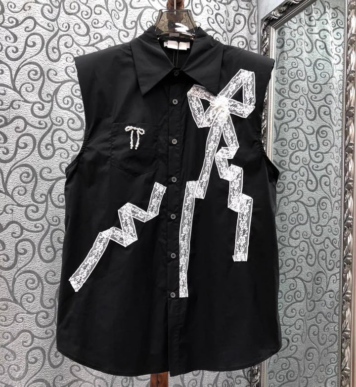 【tops】ノースリーブシャツトップス　M24074