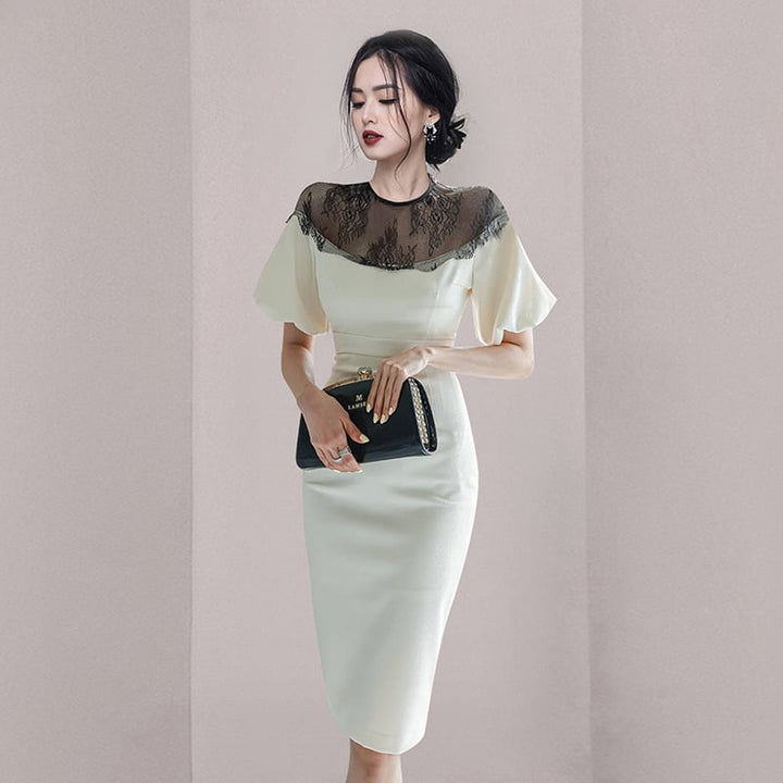 【dress】高級感 chicエレガント切り替えデートワンピース　M16761