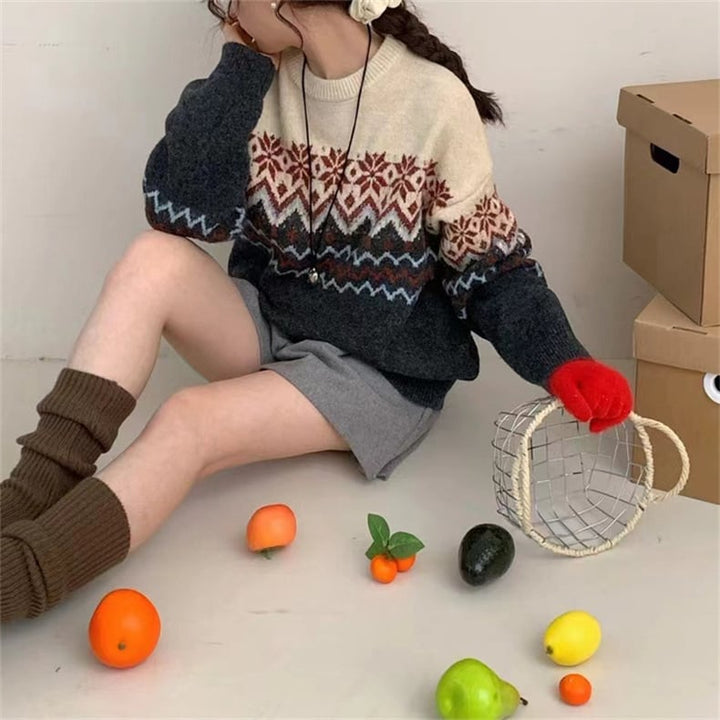 【tops】ジャカードニットセーター　M27137