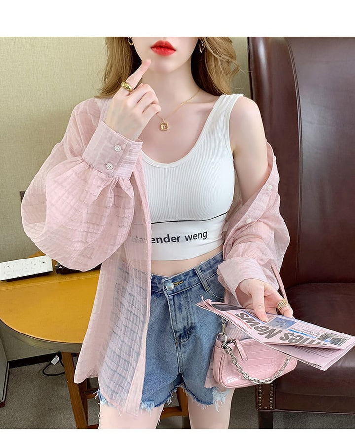 【tops】3色シャツトップス韓国系着心地良いゆったり　M16893