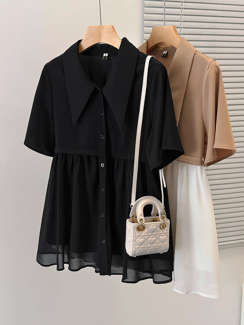 【dress】韓国系超人気切り替えシャツワンピースゆったり　M16780