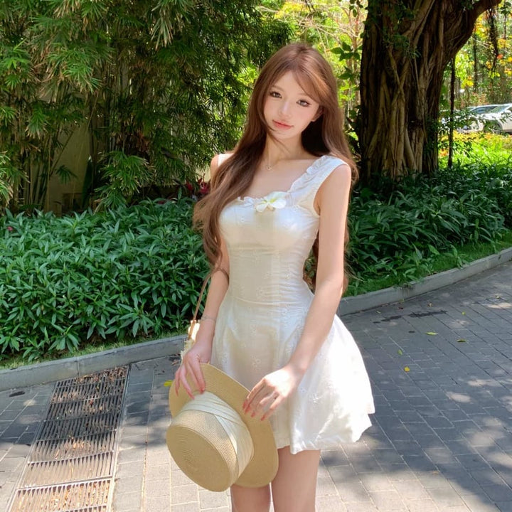 【dress】ノースリーブスクエアネックミニワンピース Q8521