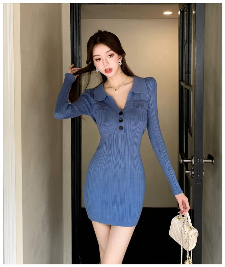 【dress】POLOネックニットワンピース　M27030