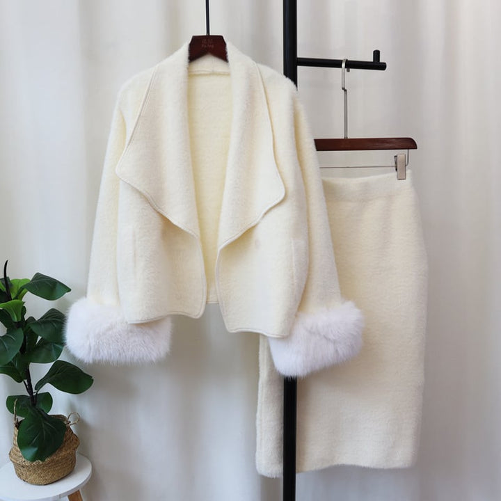 【set】ファーショートコート×スカートセット　M26374