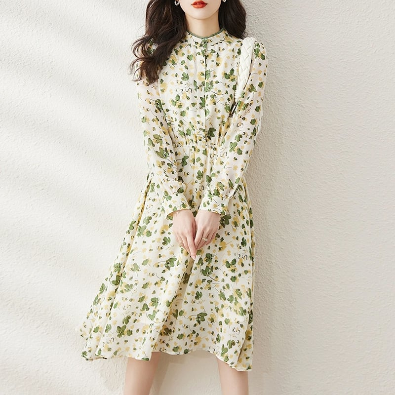 【dress】大人らしい スウィート花柄ワンピース着瘦せ　M17384
