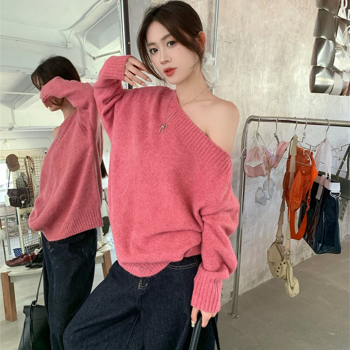 【tops】オフショルダーニットセーター　M26982
