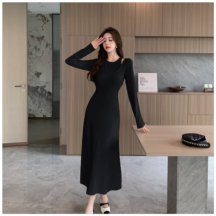 【dress】輝いて超人気 ! 切り替えニットワンピース　M17585