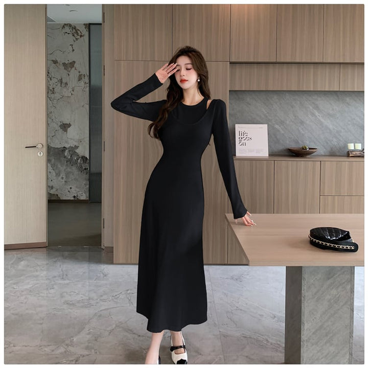 【dress】輝いて超人気 ! 切り替えニットワンピース　M17585