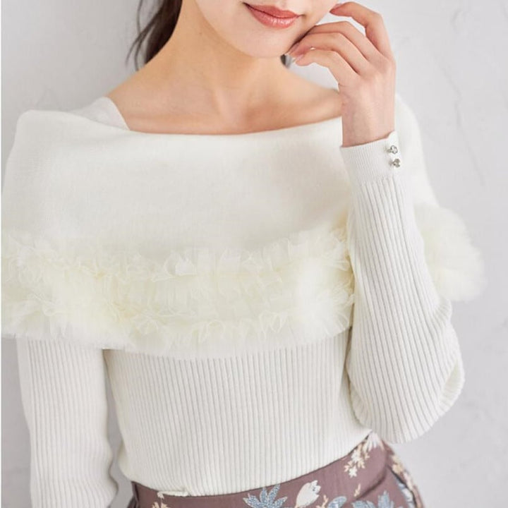 【tops】ギャザーフリルニットトップス　M28150