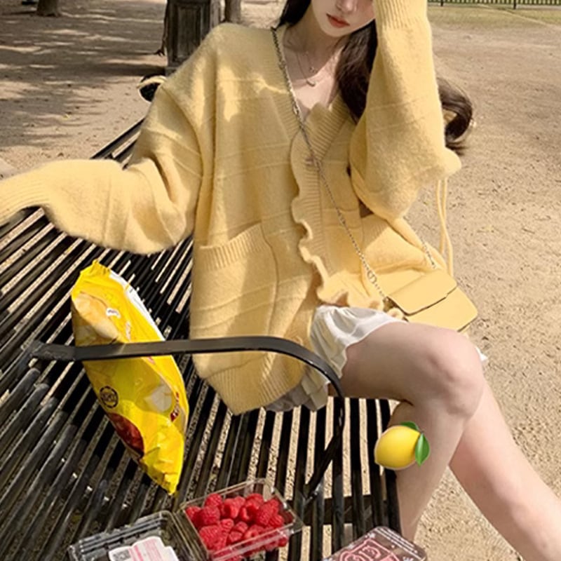 【outer】Vネックニットカーデ　M27053