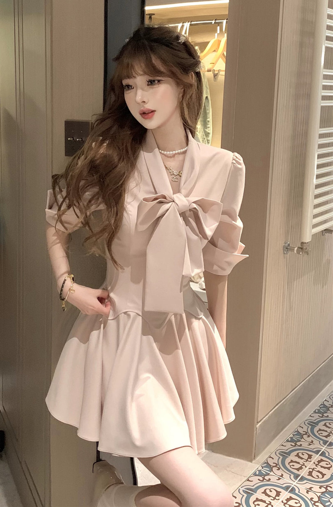 【dress】リボンシャツワンピース　N3016