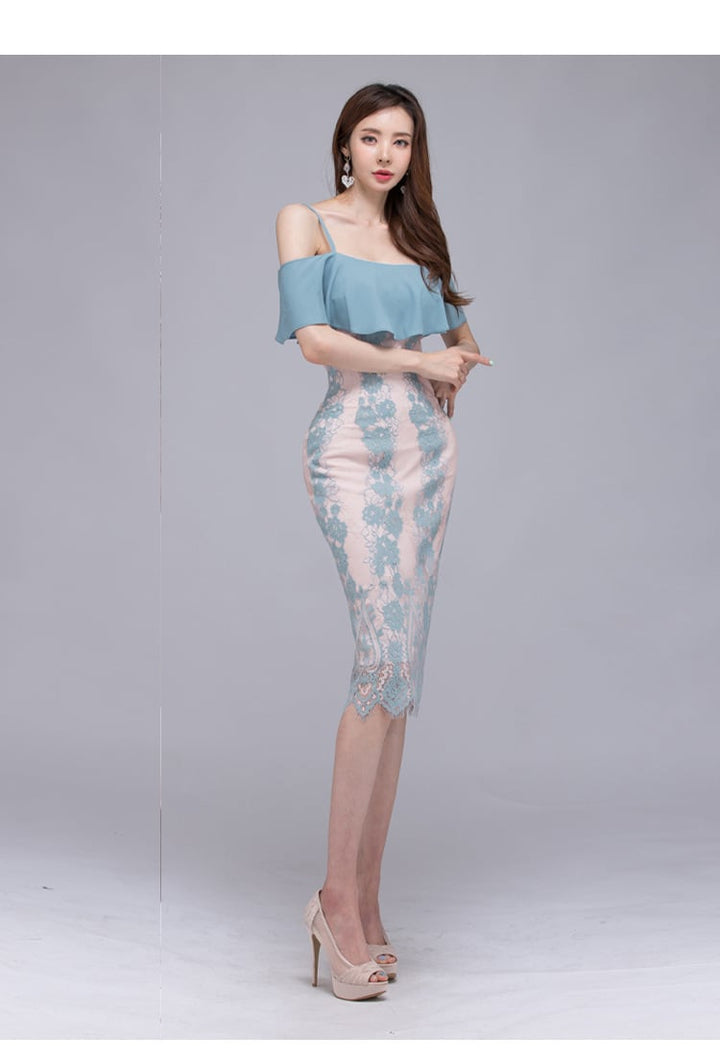 【dress】フリルレースワンピース　M25227