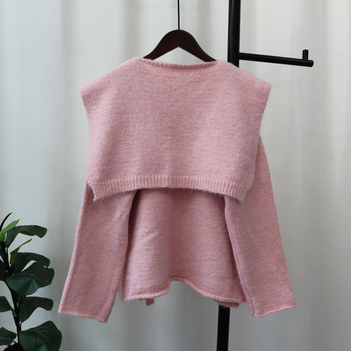 【tops】クルーネックニットセーターマフラー付き　M18174