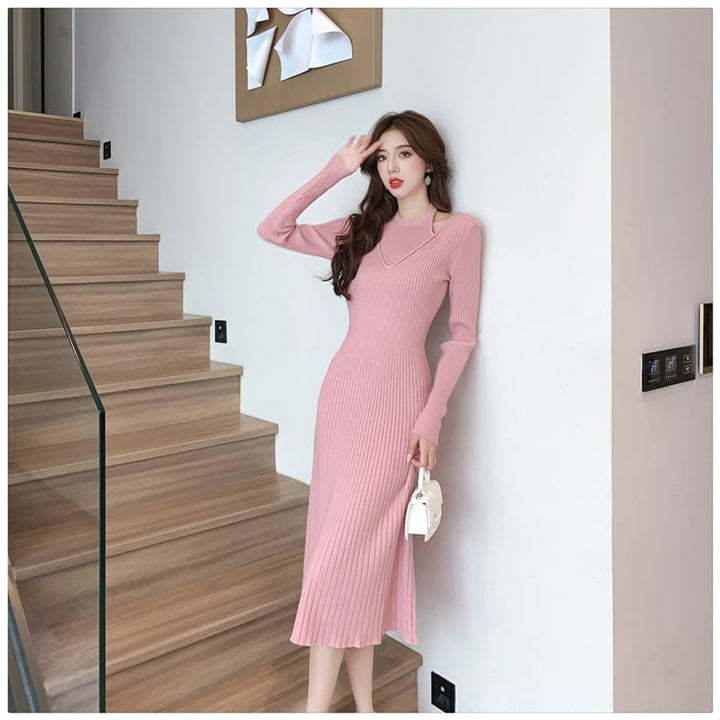 【dress】細身効果抜群♪エレガントニットワンピース　M17583