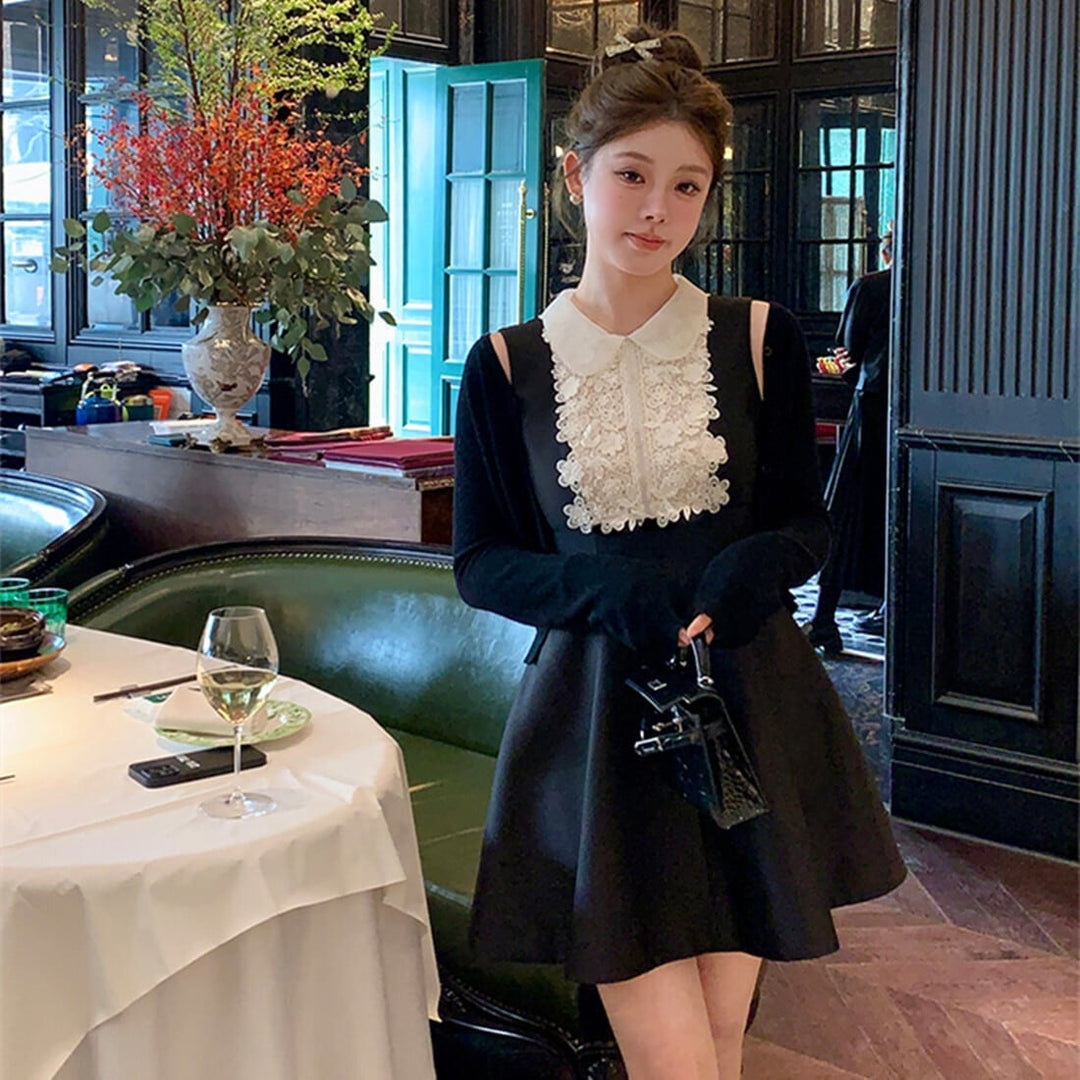 【dress】レースドッキングノースリーブミニワンピース　N2997