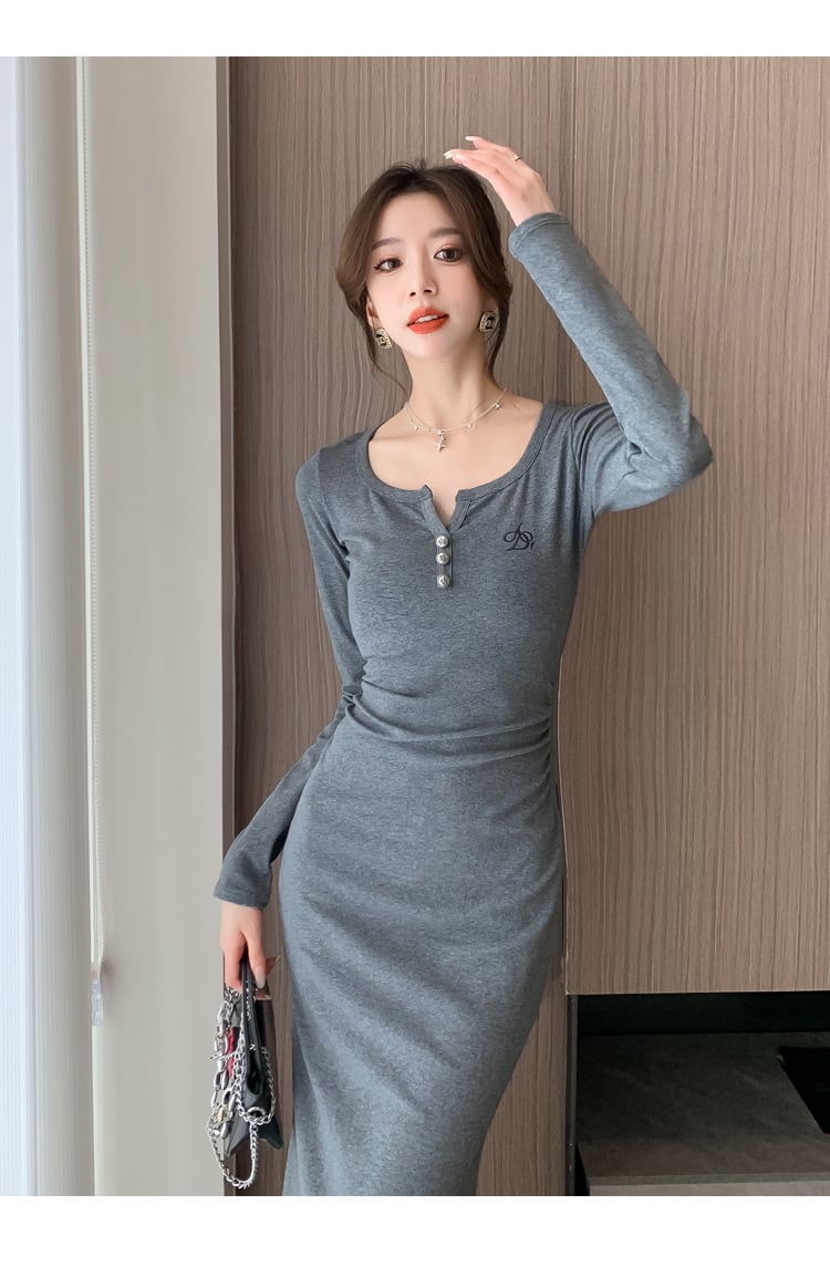【dress】マーメイドVネックワンピース　M18284