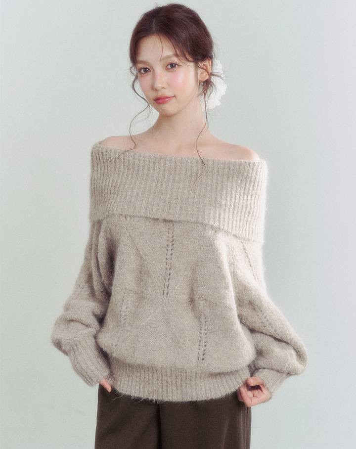 【tops】オフショルニットトップス　N3346