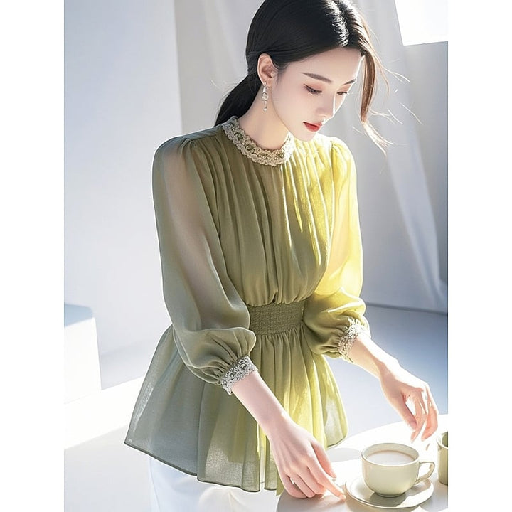【tops】チュールコンビブラウス　M29684