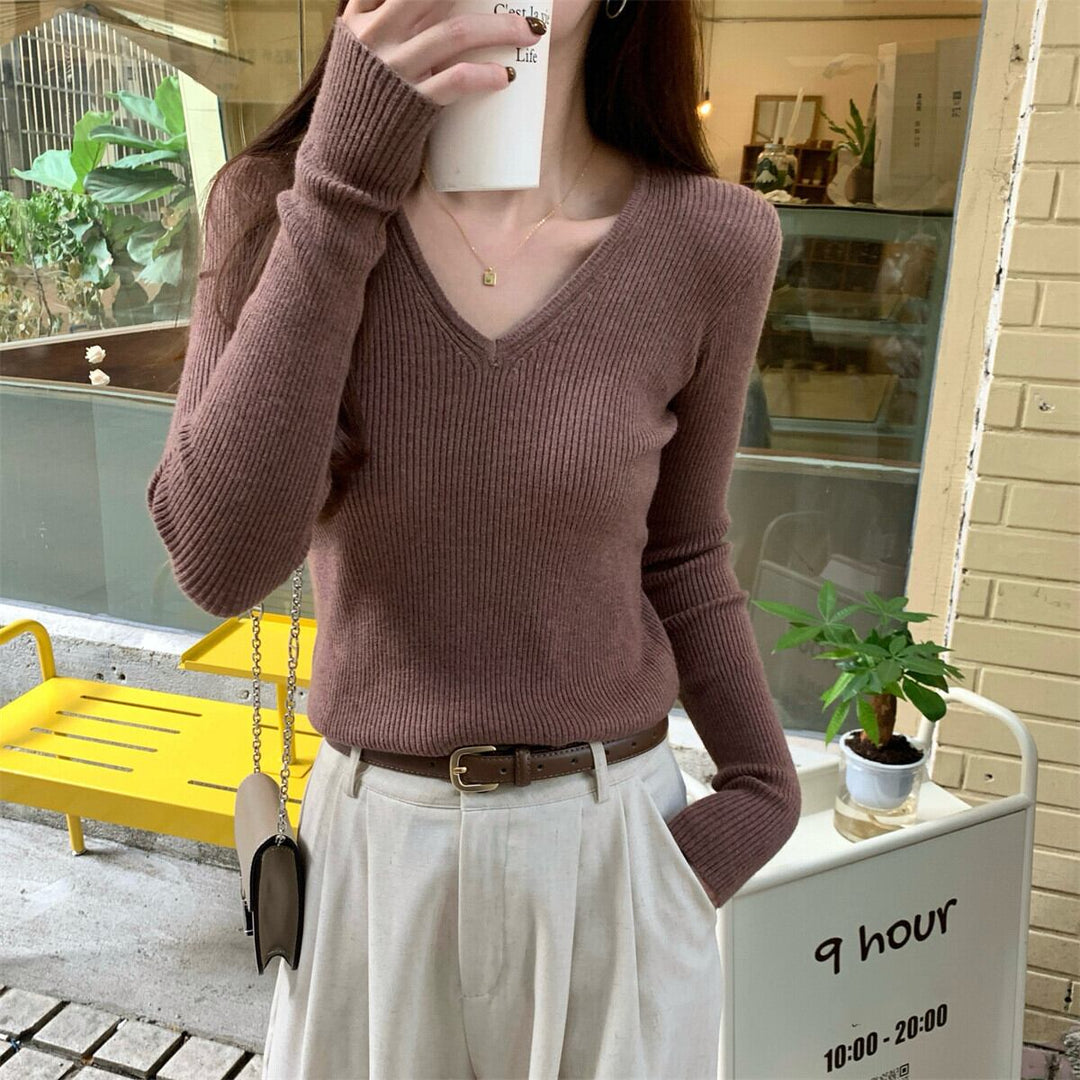 【tops】Vネックニットトップス　M29064