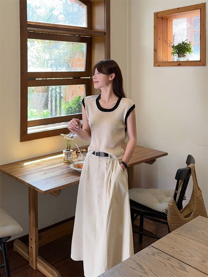 【set】ニットTシャツスカートセット　M23993